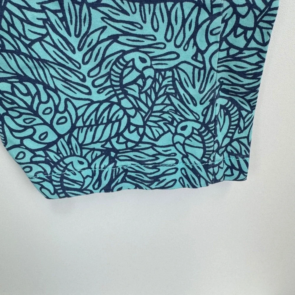Vineyard Vines Mens Breaker Pant 28x32 Turquoise Navy Tropical Leaf Print Chino